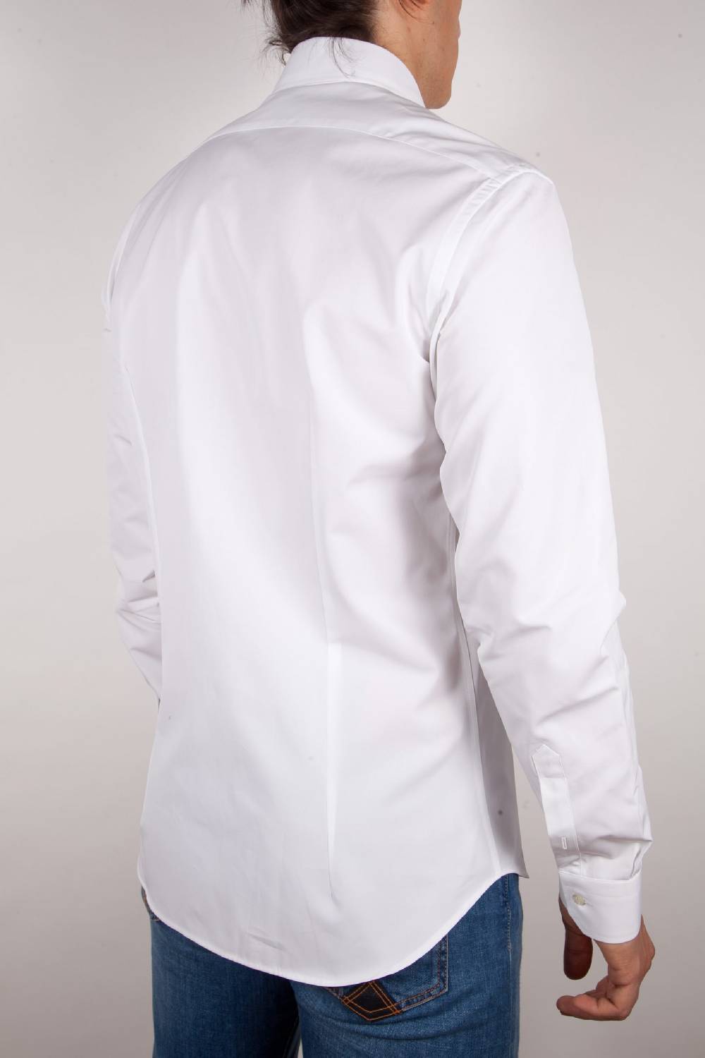 Poggianti Camicia Bianca Popeline Collo Italiano C01-1 Prezzo Ridotto