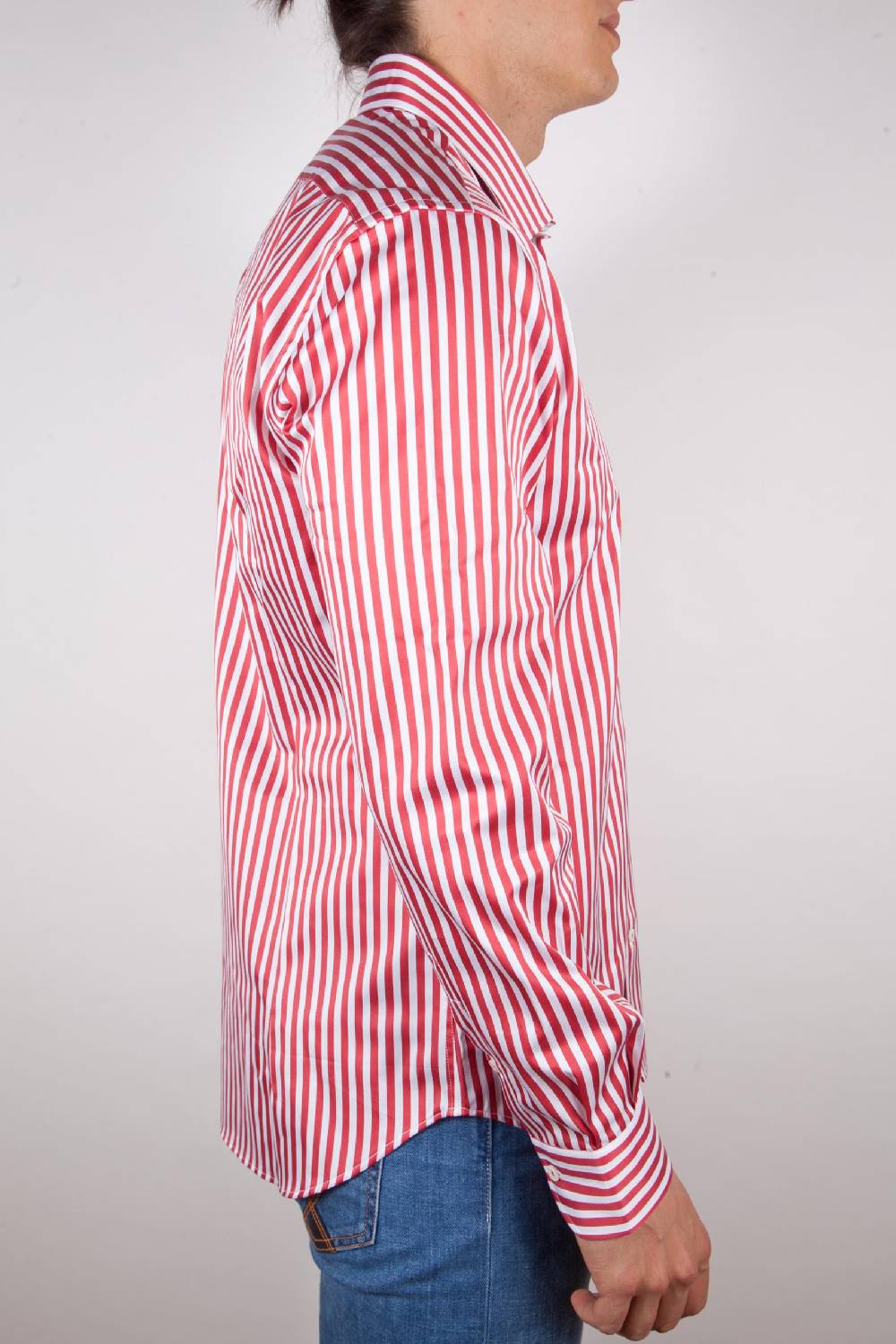 Poggianti Camicia Righe Rossa-Bianca Presa