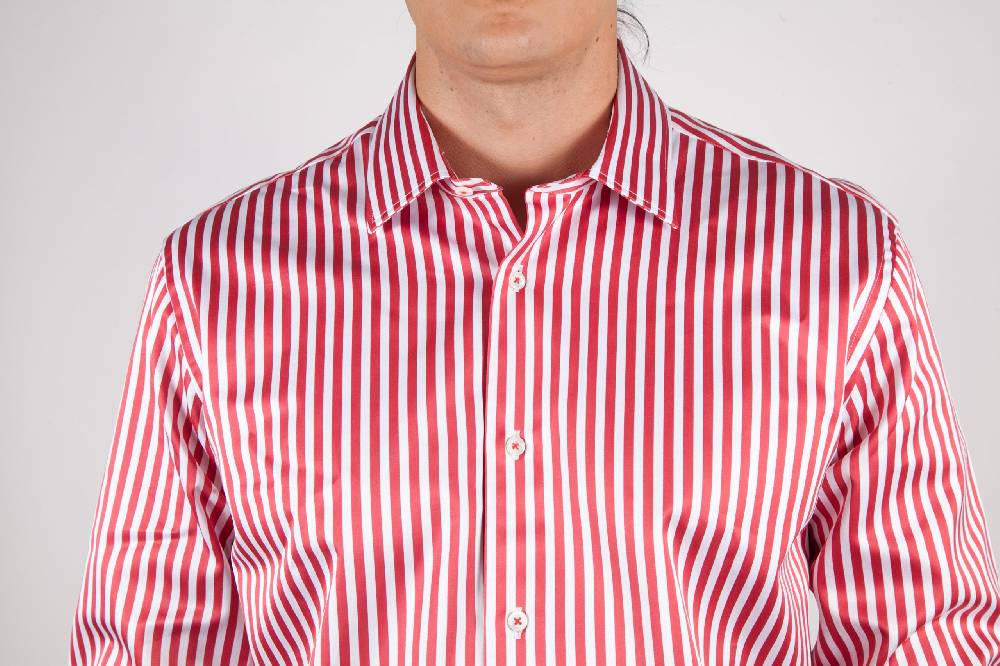 Poggianti Camicia Righe Rossa-Bianca Presa