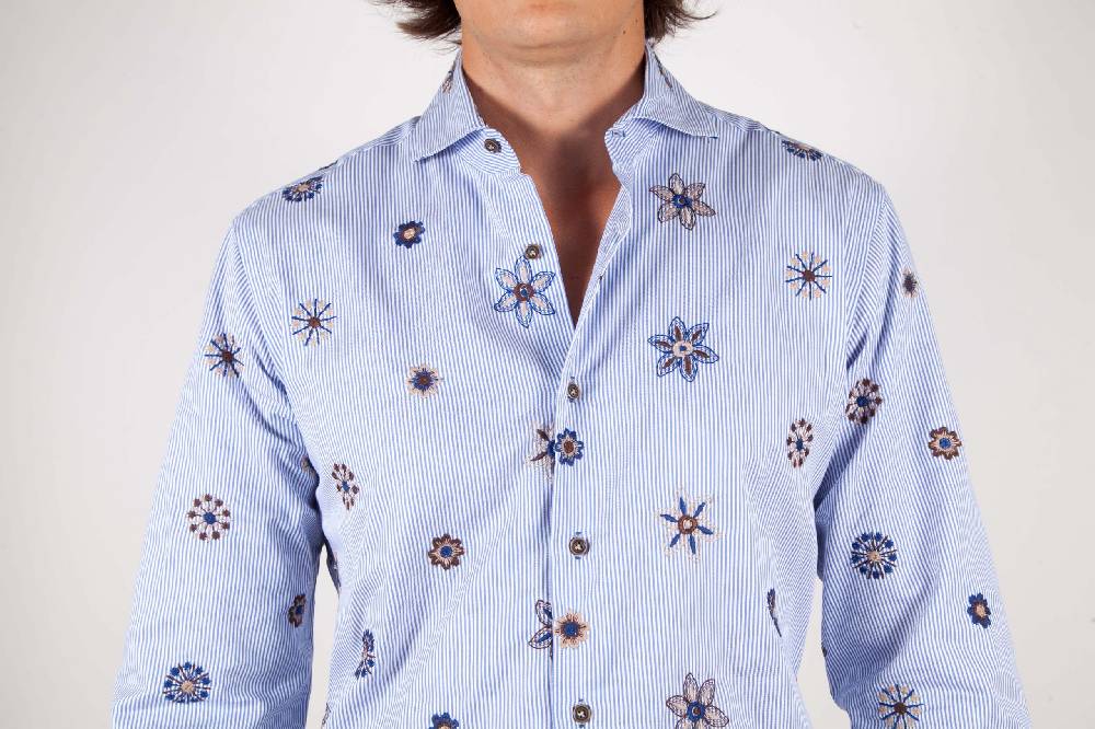 Poggianti Camicia Fantasia Collo Morbido Ricamo Outlet