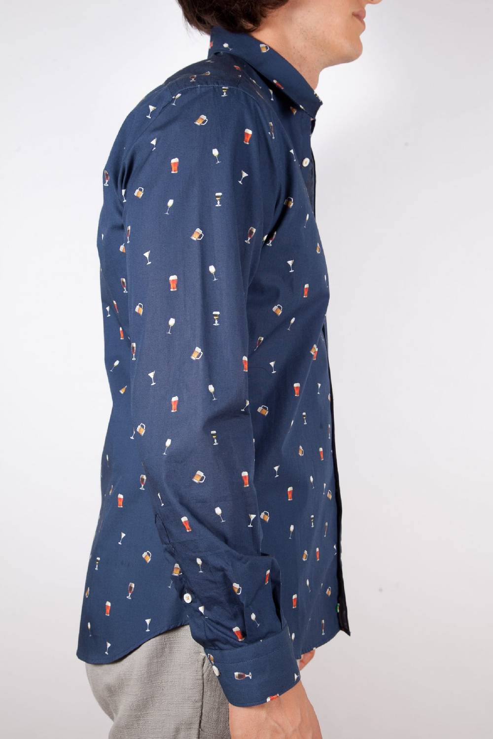 Poggianti Camicia Fantasia Collo Morbido blu Vendita Economica