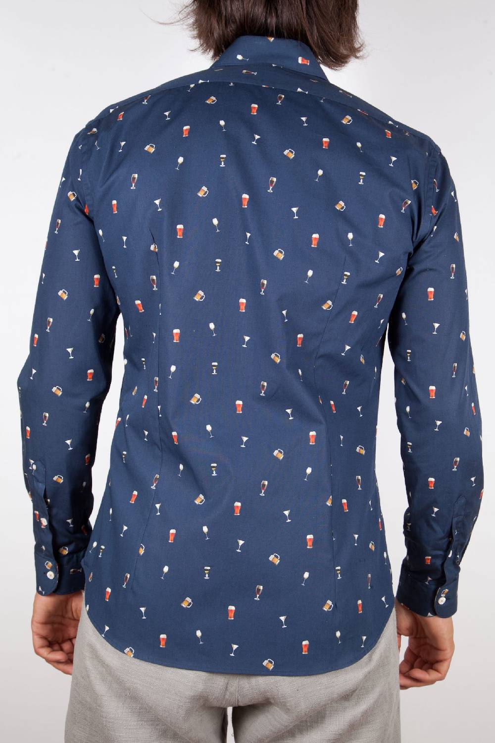 Poggianti Camicia Fantasia Collo Morbido blu Vendita Economica