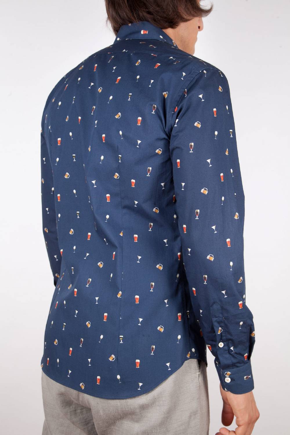 Poggianti Camicia Fantasia Collo Morbido blu Vendita Economica