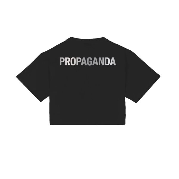 Propaganda Silver Leaf Logo Croptop Tee – Black Vendita Calda
