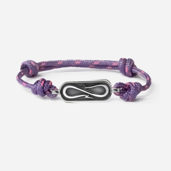 Propaganda Bracciale in Corda Viola con Targa Propaganda W/ Nove25 In Argento Nuovo