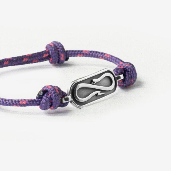 Propaganda Bracciale in Corda Viola con Targa Propaganda W/ Nove25 In Argento Nuovo