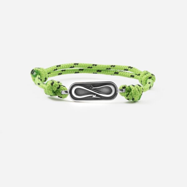 Propaganda Bracciale in Corda Verde con Targa Propaganda W/ Nove25 In Argento Qualità