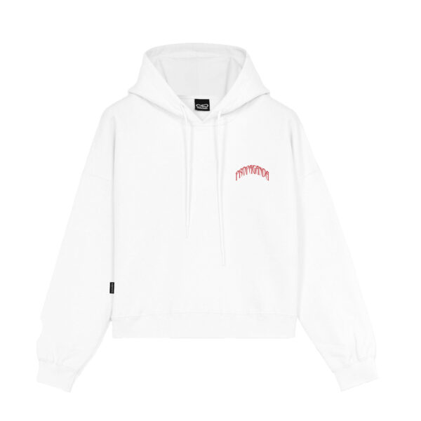 Propaganda Triangle Bengala Hoodie Crop Top – White Vendita Economica