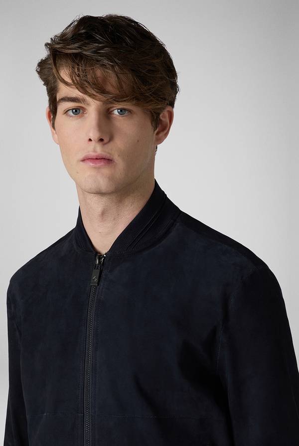 Pull Pal Zileri Bomber in suede blu navy Pezzi Unici
