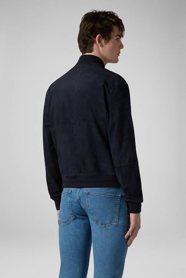 Pull Pal Zileri Bomber in suede blu navy Pezzi Unici