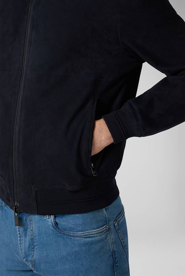 Pull Pal Zileri Bomber in suede blu navy Pezzi Unici