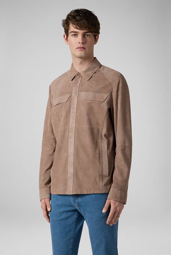 Pull Pal Zileri Overshirt in suede e nappa micro perforata Fino Al -60%