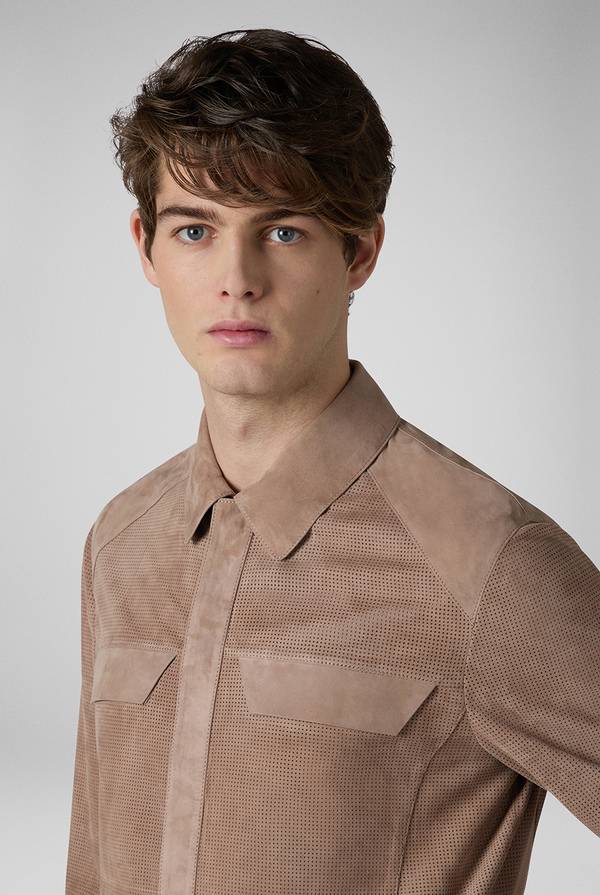 Pull Pal Zileri Overshirt in suede e nappa micro perforata Fino Al -60%