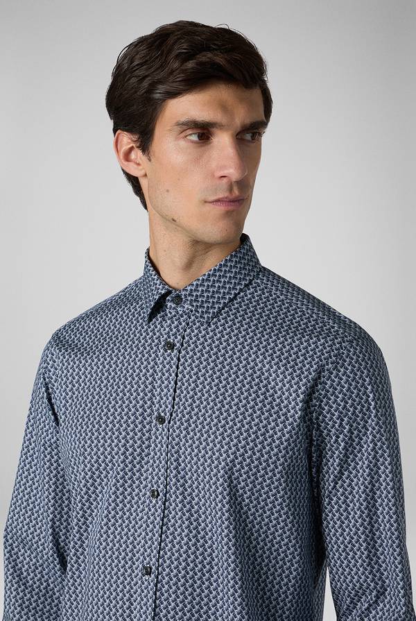 Pull Pal Zileri Camicia in cotone stampato nei toni del blu Economico