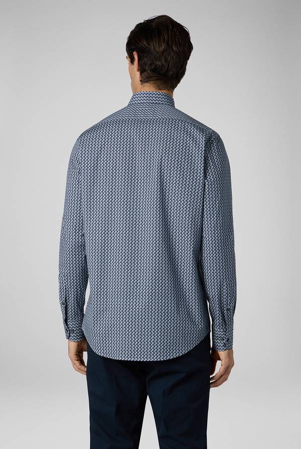 Pull Pal Zileri Camicia in cotone stampato nei toni del blu Economico