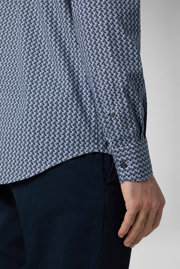 Pull Pal Zileri Camicia in cotone stampato nei toni del blu Economico