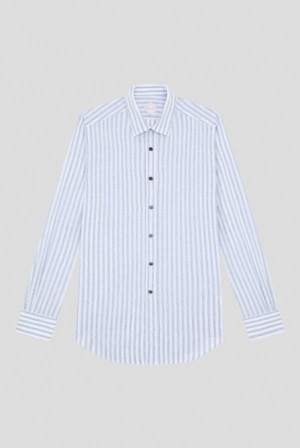 Pull Pal Zileri Camicia a macro righe bianche e azzurre Vendita Calda