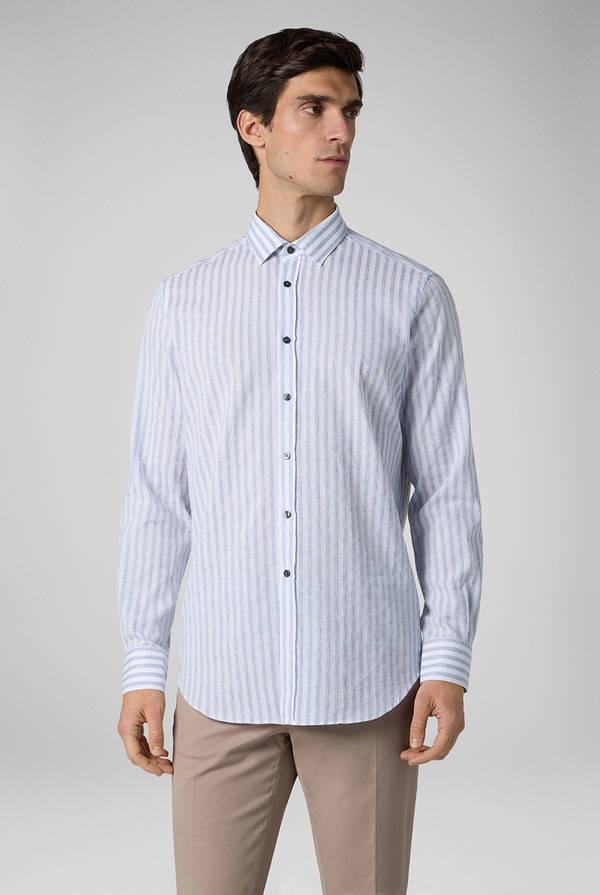 Pull Pal Zileri Camicia a macro righe bianche e azzurre Vendita Calda