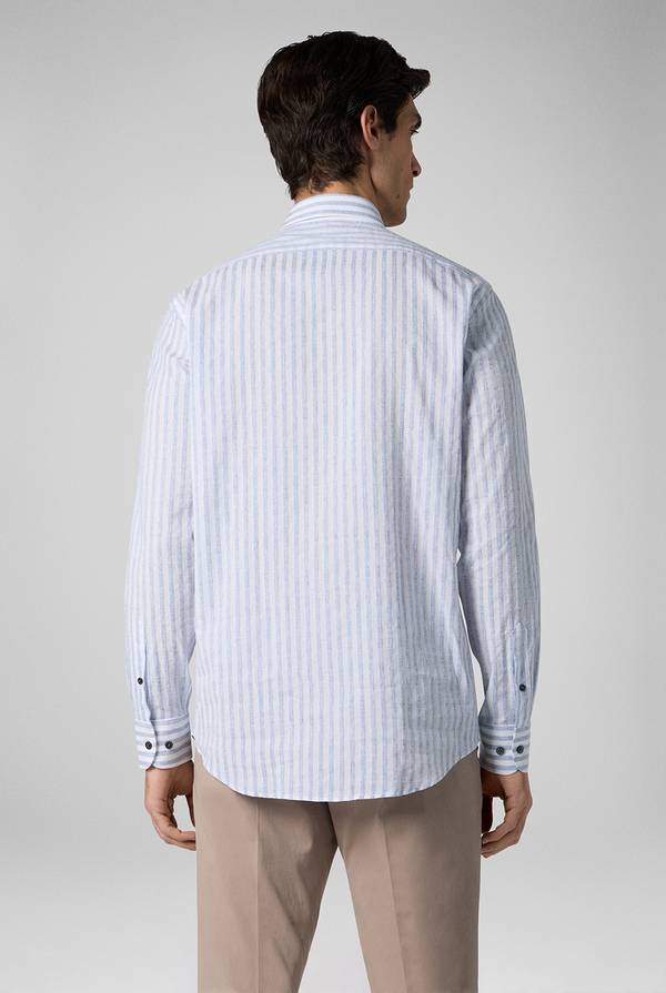 Pull Pal Zileri Camicia a macro righe bianche e azzurre Vendita Calda