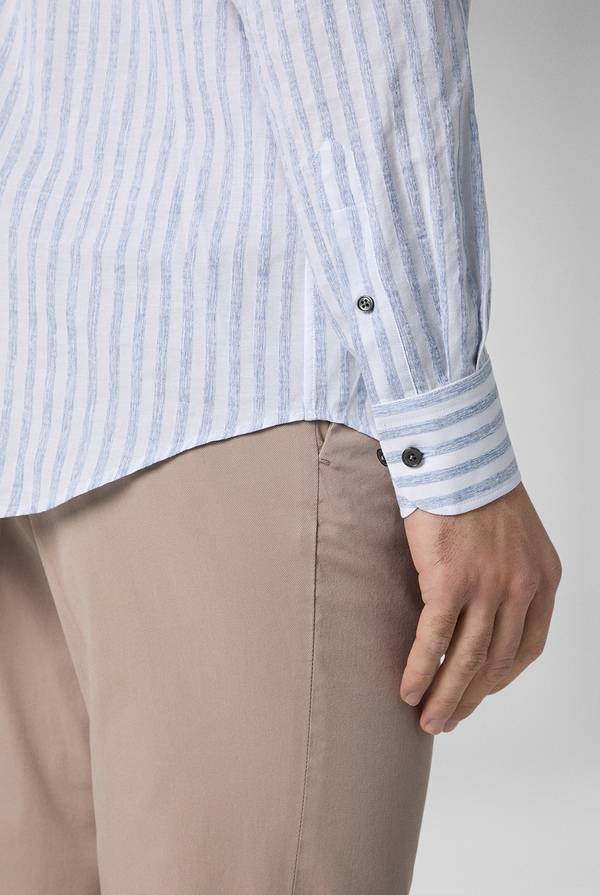 Pull Pal Zileri Camicia a macro righe bianche e azzurre Vendita Calda