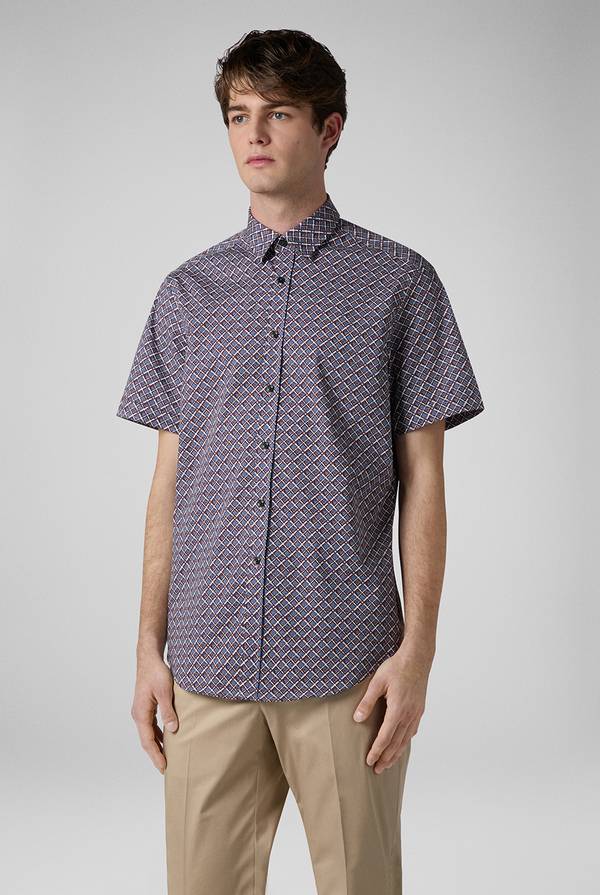 Pull Pal Zileri Camicia bowling stampata nei toni dell'azzurro, bianco e bordeaux Saldi Di Fabbrica