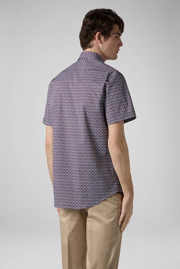 Pull Pal Zileri Camicia bowling stampata nei toni dell'azzurro, bianco e bordeaux Saldi Di Fabbrica