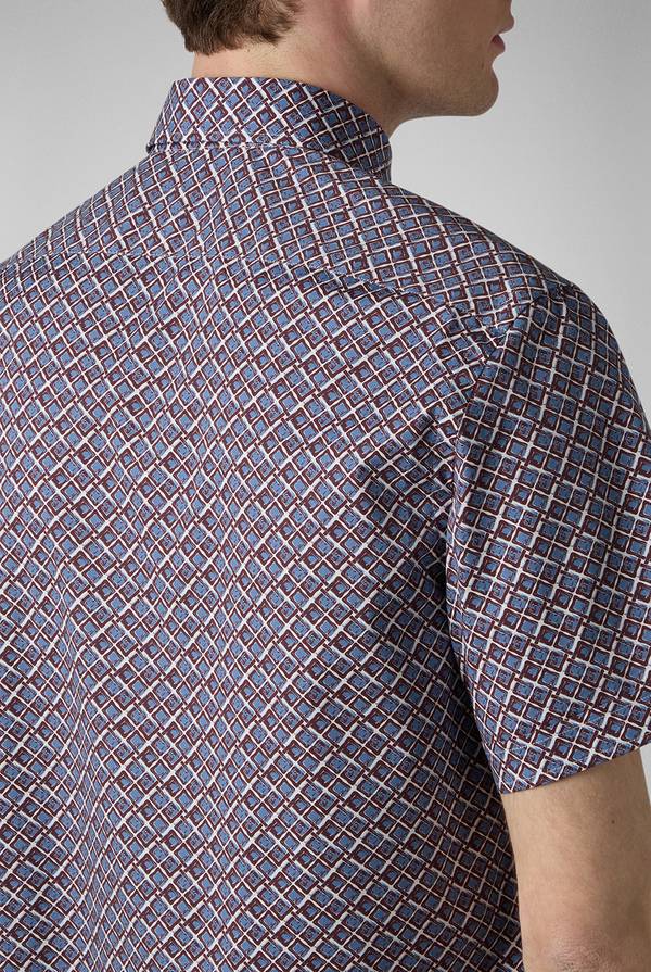 Pull Pal Zileri Camicia bowling stampata nei toni dell'azzurro, bianco e bordeaux Saldi Di Fabbrica