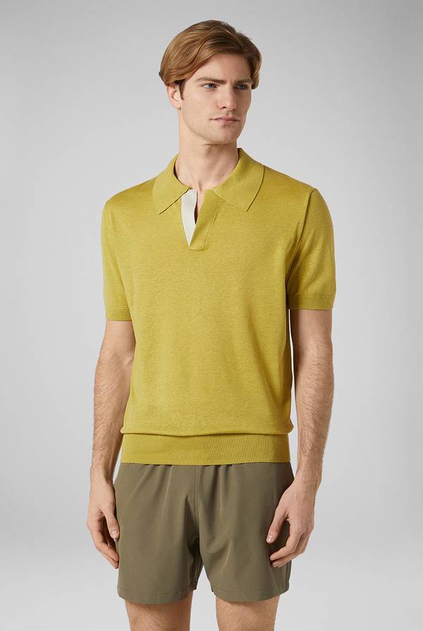 Pull Pal Zileri Polo in maglia di lino e seta color senape Sottocosto