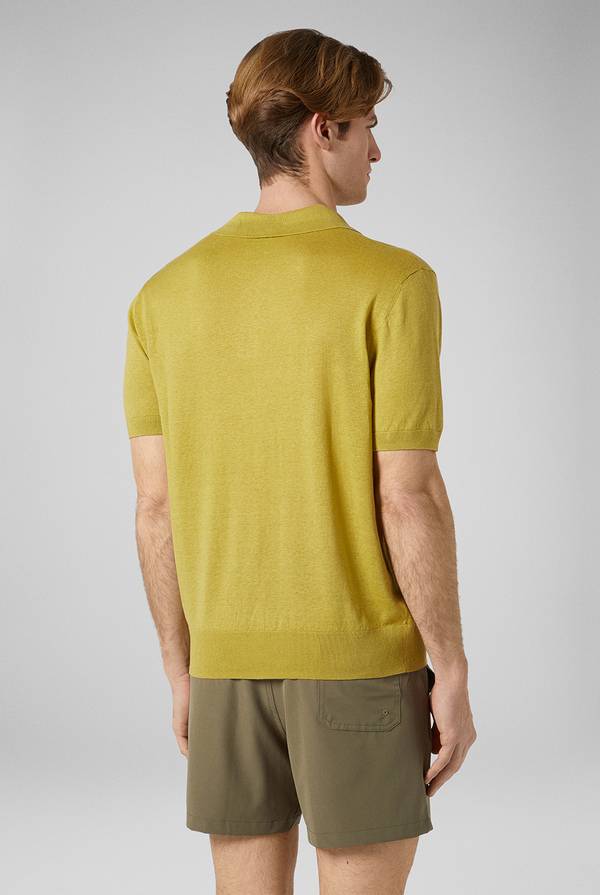 Pull Pal Zileri Polo in maglia di lino e seta color senape Sottocosto