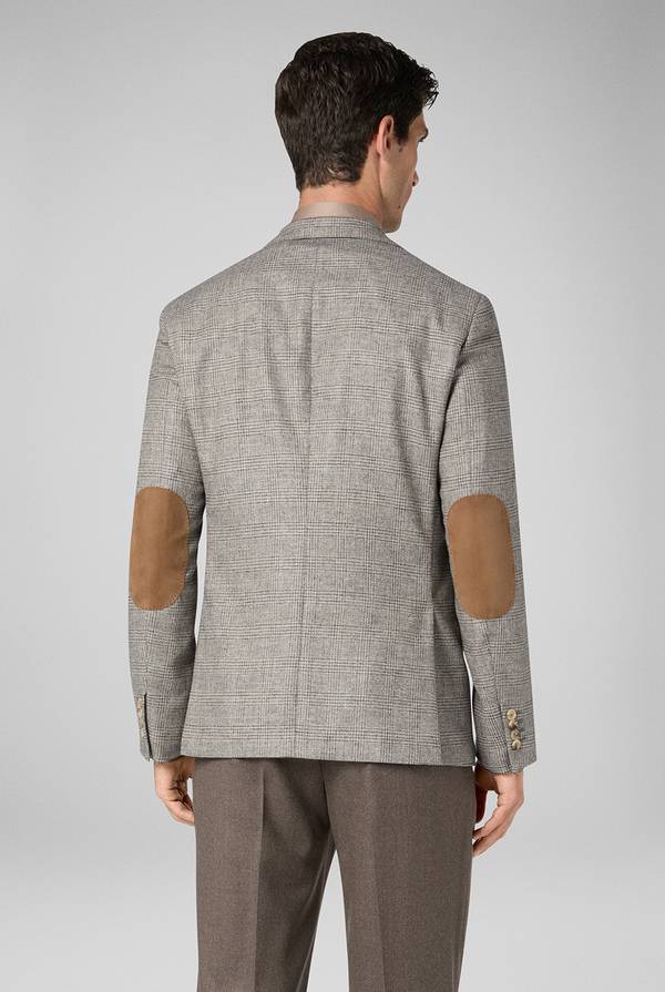 Pull Pal Zileri Giacca Brera in lana e viscosa con motivo Principe di Galles e dettagli in camoscio Offerte