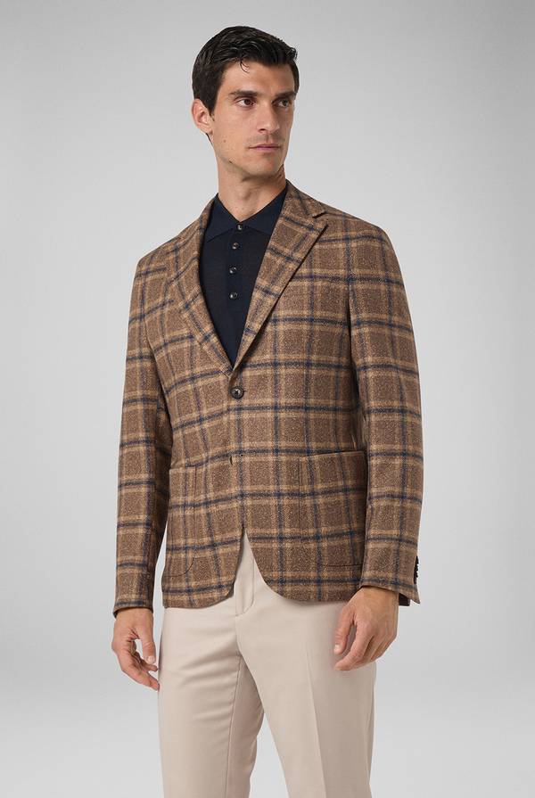 Pull Pal Zileri Giacca beige con motivo macro check blu navy I Più Venduti