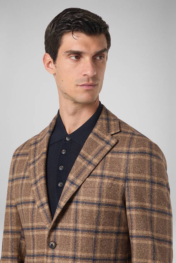 Pull Pal Zileri Giacca beige con motivo macro check blu navy I Più Venduti