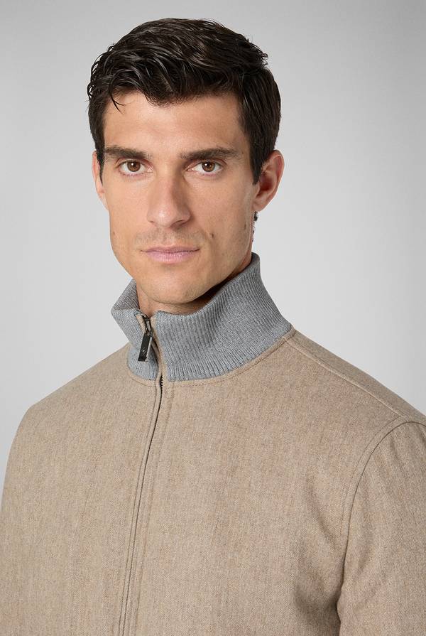 Pull Pal Zileri Bomber in lana tecnica con finiture in maglia a contrasto In Saldo