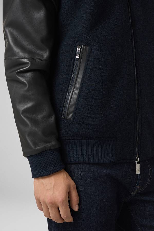 Pull Pal Zileri Varsity Jacket in lana tecnica con maniche in pelle Soddisfazione Garantita