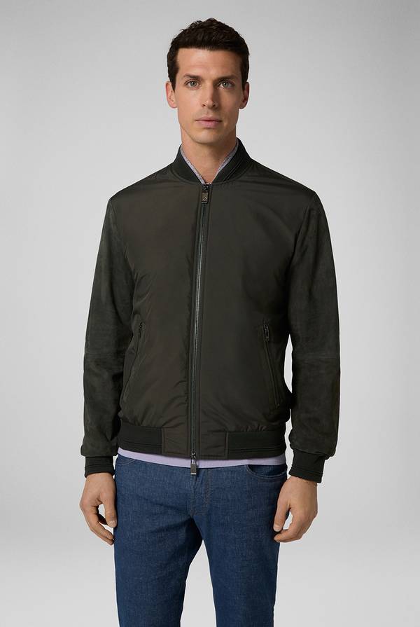 Pull Pal Zileri Varsity jacket in nylon con maniche in suede Offerta natalizia