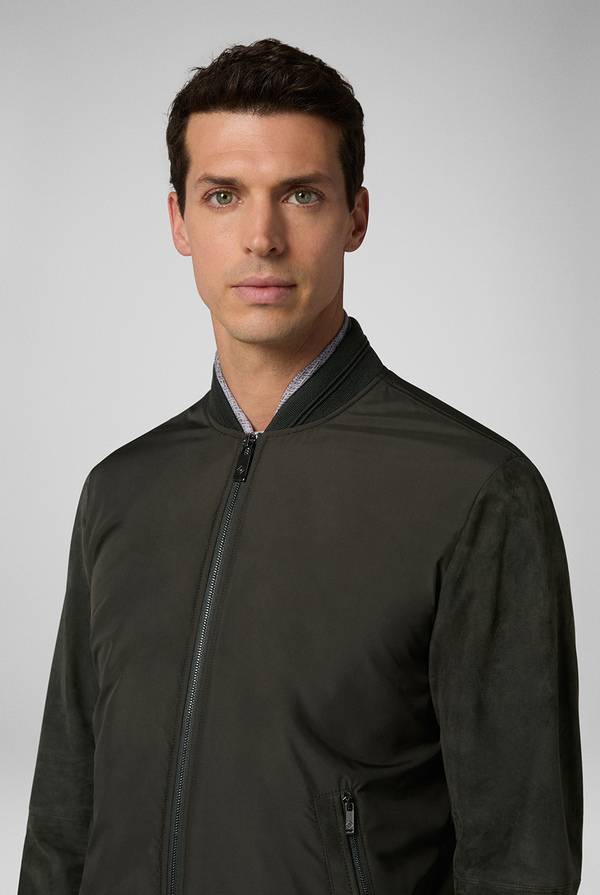 Pull Pal Zileri Varsity jacket in nylon con maniche in suede Offerta natalizia