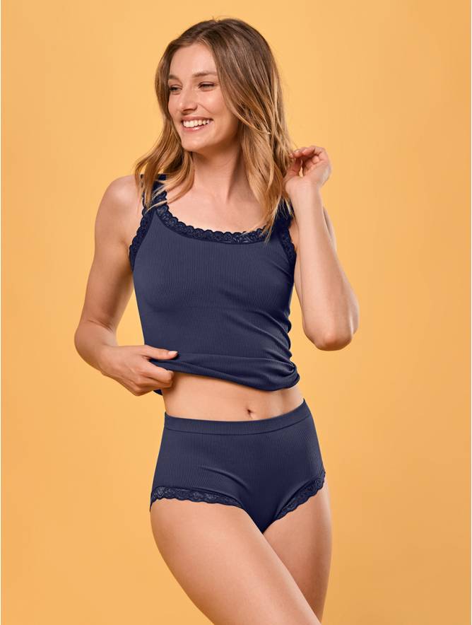 Luigi di Focenza SLIP DONNA MIDI PIZZO BLU Qualità Garantita