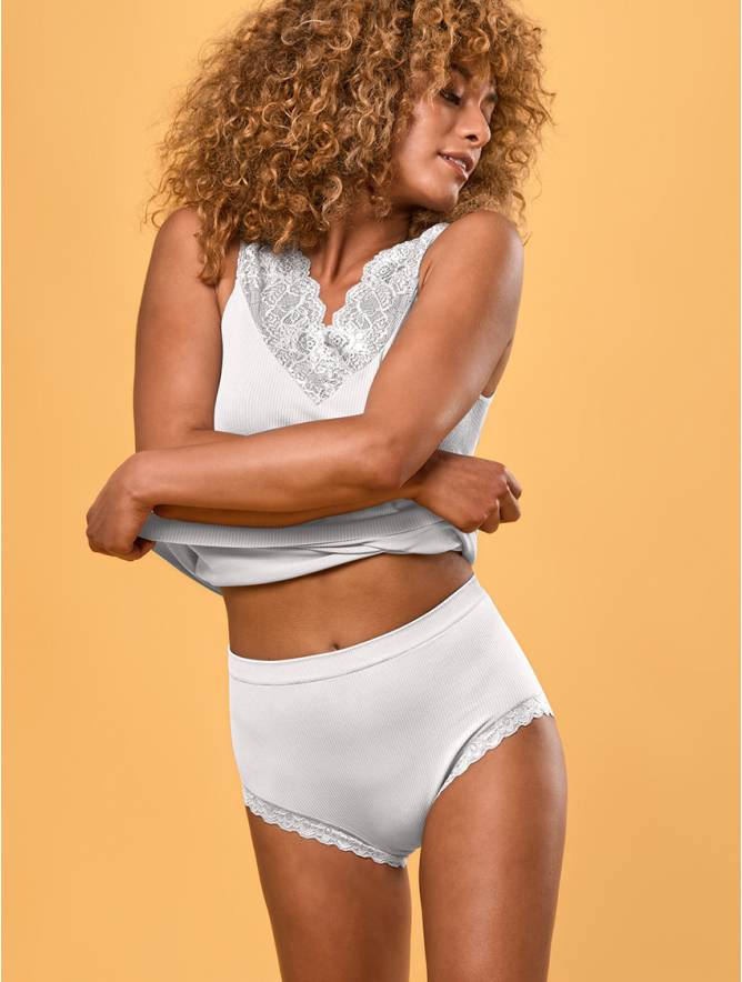 Luigi di Focenza SLIP DONNA MIDI PIZZO BIANCO