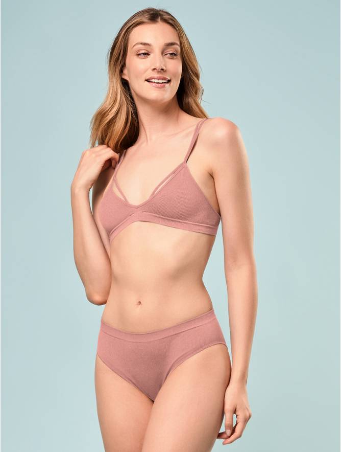 Luigi di Focenza SLIP DONNA V. ALTA COSTINA RIB ROSA ANTICO In Saldo