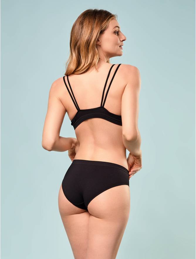 Luigi di Focenza SLIP DONNA V. ALTA COSTINA RIB NERO Moda