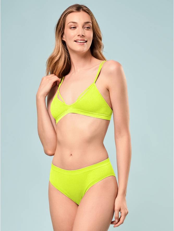 Luigi di Focenza SLIP DONNA V. ALTA COSTINA RIB GIALLO FLUO' Italia