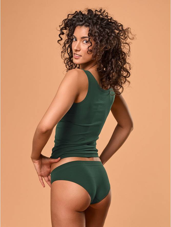 Luigi di Focenza SLIP DONNA VITA ALTA VERDE SCURO Nuovo