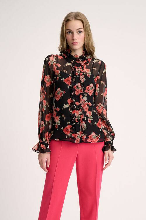 Luisa Spagnoli Lamine - Blusa con volant Promozione
