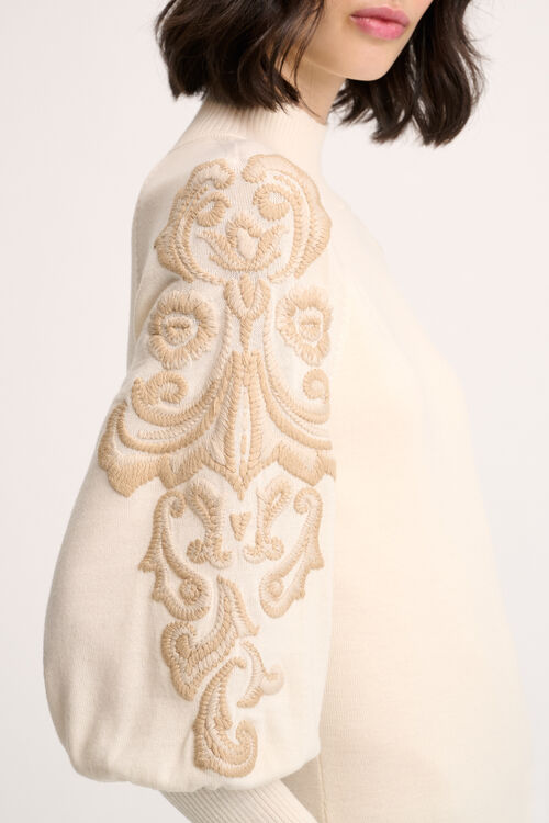 Luisa Spagnoli Maioliche - Abito in lana ricamata Saldi Di Fabbrica