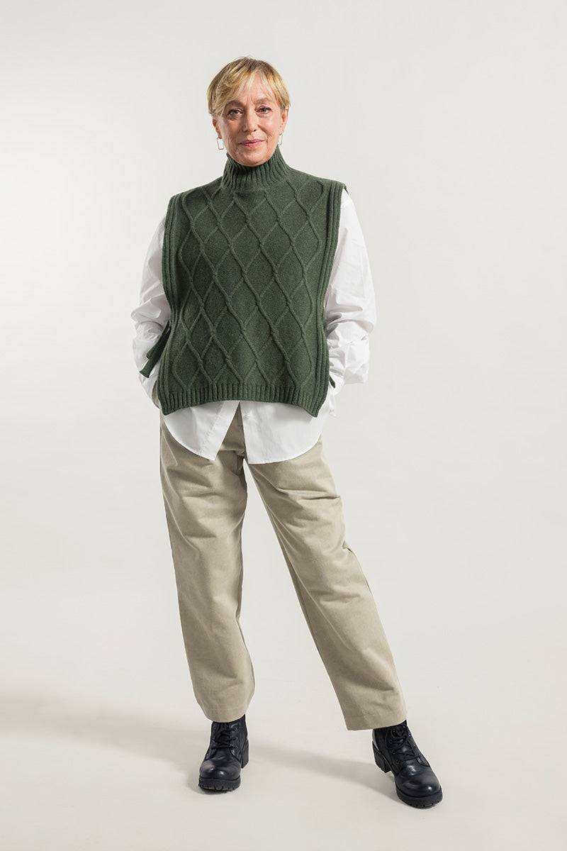 Rifò DELIA Gilet Collo Alto Lana Rigenerata Nuovo