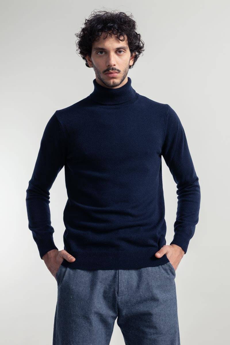 Rifò ALBERTO Maglia Collo Alto Uomo Cashmere Rigenerato Vendita Calda