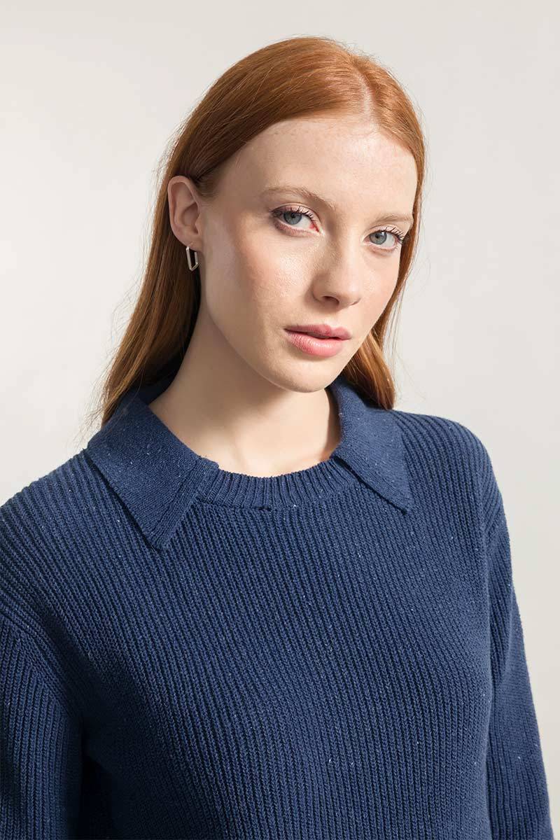 Rifò MARTINA Maglia Cropped Donna Cotone Jeans Rigenerato Acquista Ora