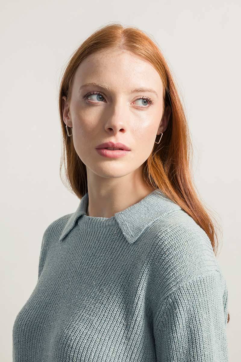 Rifò MARTINA Maglia Cropped Donna Cotone Jeans Rigenerato Prezzo di fabbrica