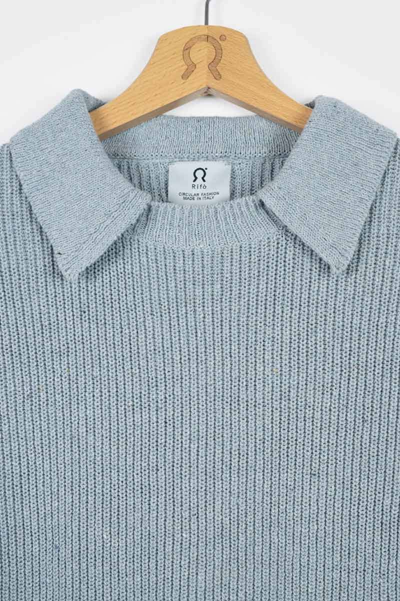Rifò MARTINA Maglia Cropped Donna Cotone Jeans Rigenerato Prezzo di fabbrica