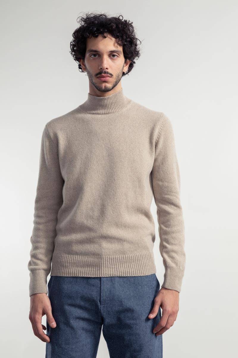 Rifò CLEMENTE Maglia Collo Alto Uomo Cashmere Rigenerato Vendita Calda